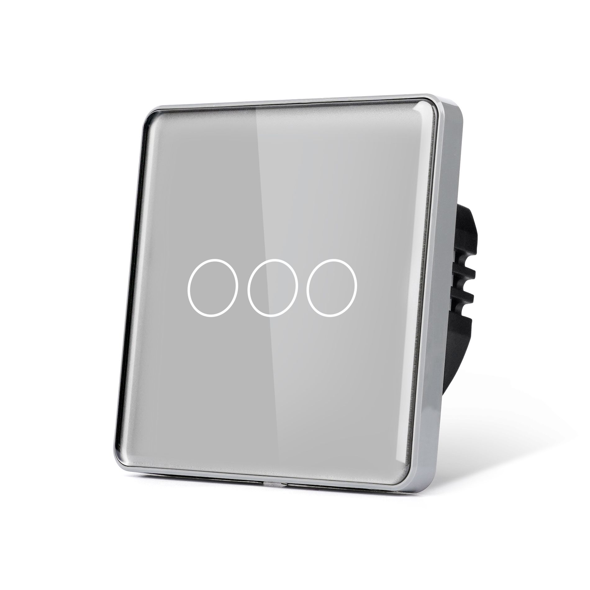 Купить Сенсорный выключатель 3 клавиши 1 пост, (3G) стекло 2.5D 86х86мм цвет серый в интернет-магазине Mvava.ru