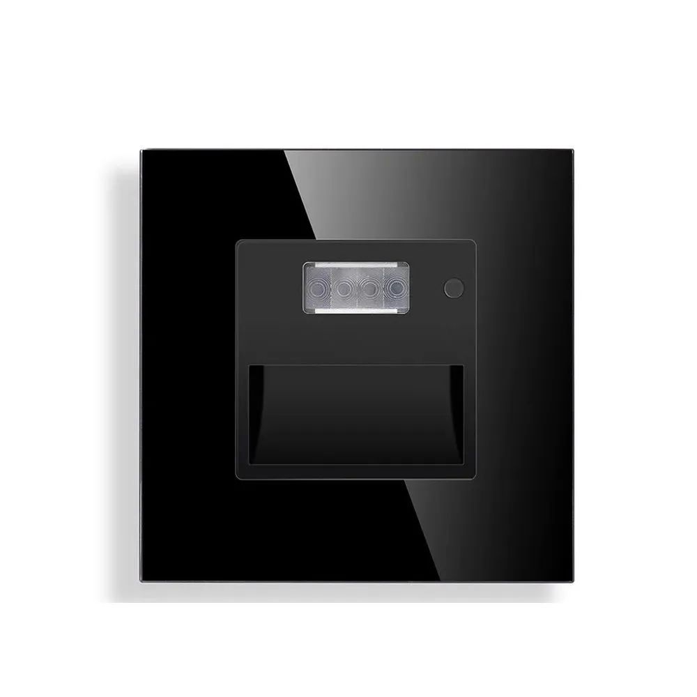 Купить Светильник (без рамки) 1800К-7500К для лестниц , с датчиком движения, рамка 86х86мм стекло, цвет черный в интернет-магазине Mvava.ru