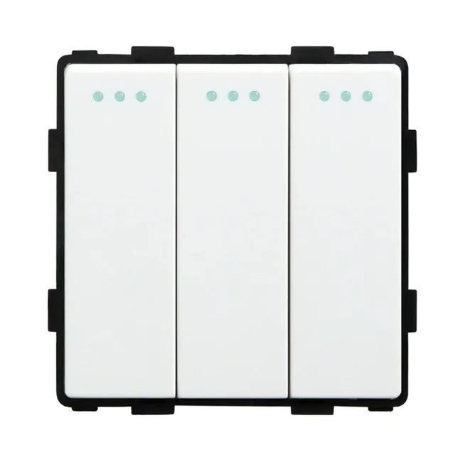 Купить Выключатель с самовозвратом (Reset), 3 клавиши, (без рамки) цвет белый в интернет-магазине Mvava.ru