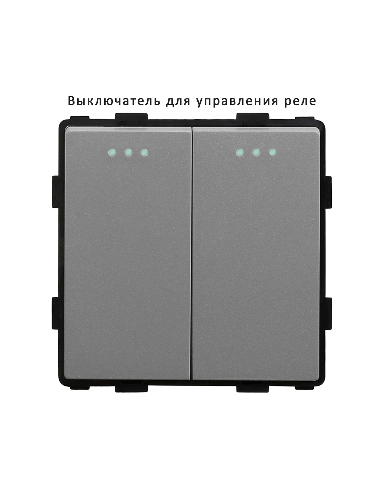 Купить Выключатель самовозвратный 2 клавиши (кнопка, импульсный, без рамки) цвет серый в интернет-магазине Mvava.ru