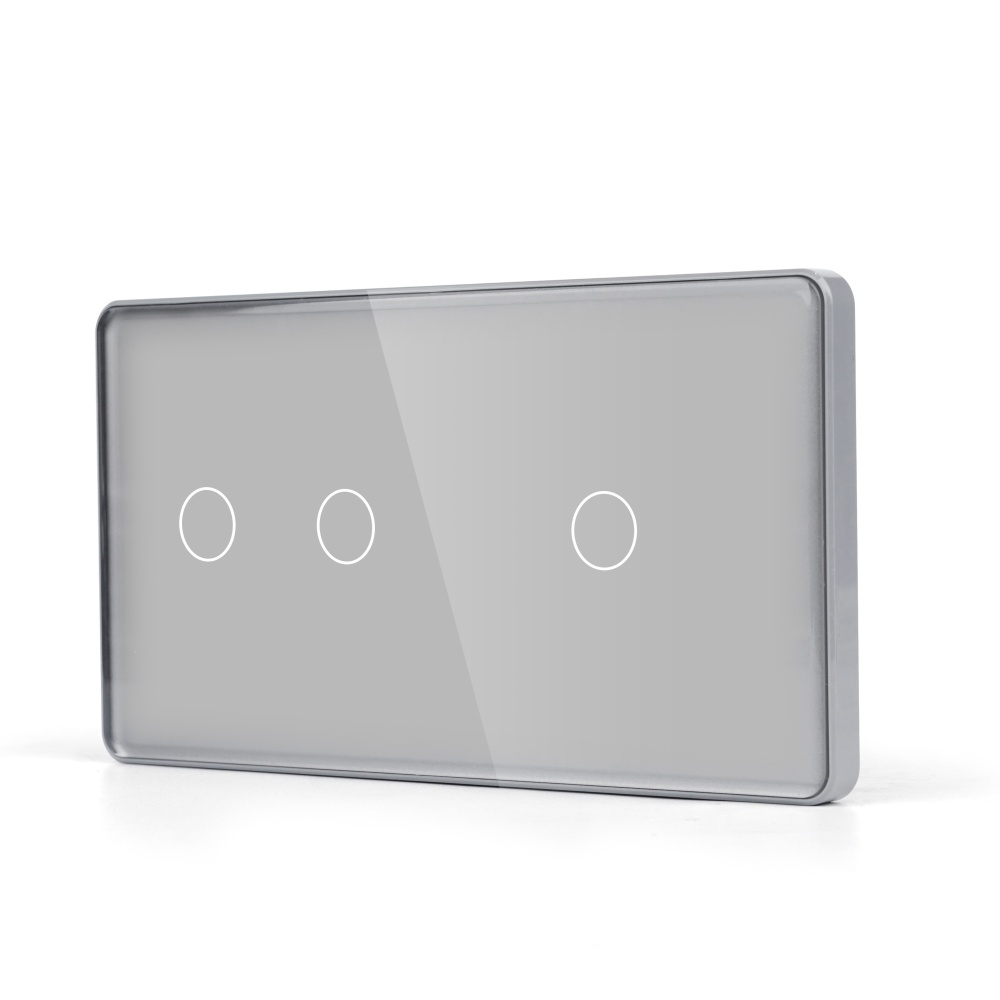 Купить Панель 2 поста (2G+1G) 157*86мм, стекло 2.5D (без выкл.) цвет серый в интернет-магазине Mvava.ru