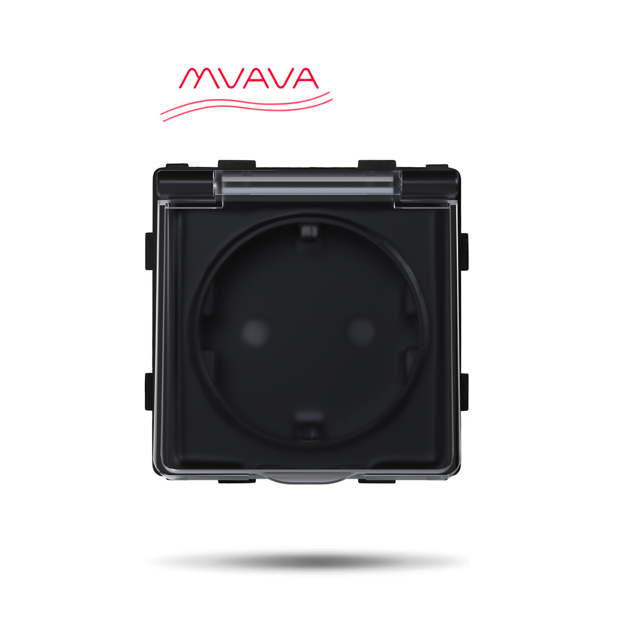 Купить Механизм розетки MVAVA (без рамки) с крышкой брызгозащищеная, цвет черный в интернет-магазине Mvava.ru