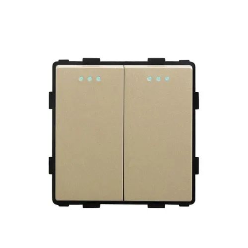 Купить Выключатель перекрестный, 2 клавиши, (без рамки) цвет золотой в интернет-магазине Mvava.ru
