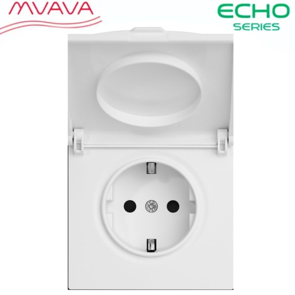 Купить Механизм розетки с крышкой echo (без рамки) 16А, цвет белый в интернет-магазине Mvava.ru