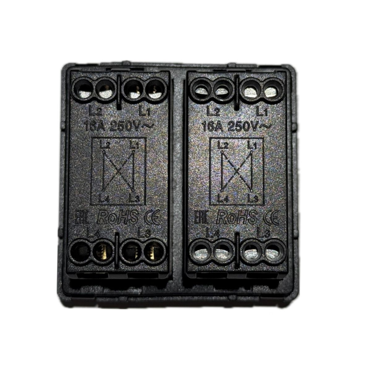 Купить Выключатель перекрестный, 2 клавиши, (без рамки) цвет белый в интернет-магазине Mvava.ru