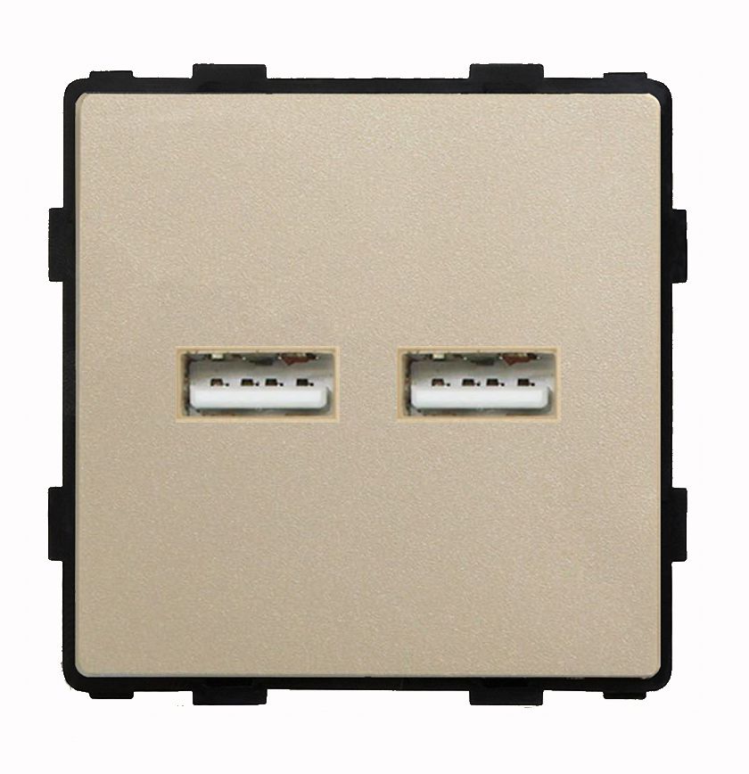 Купить Механизм розетки (без рамки) 2Usb АА, 5В 3.1 А, цвет золотой в интернет-магазине Mvava.ru