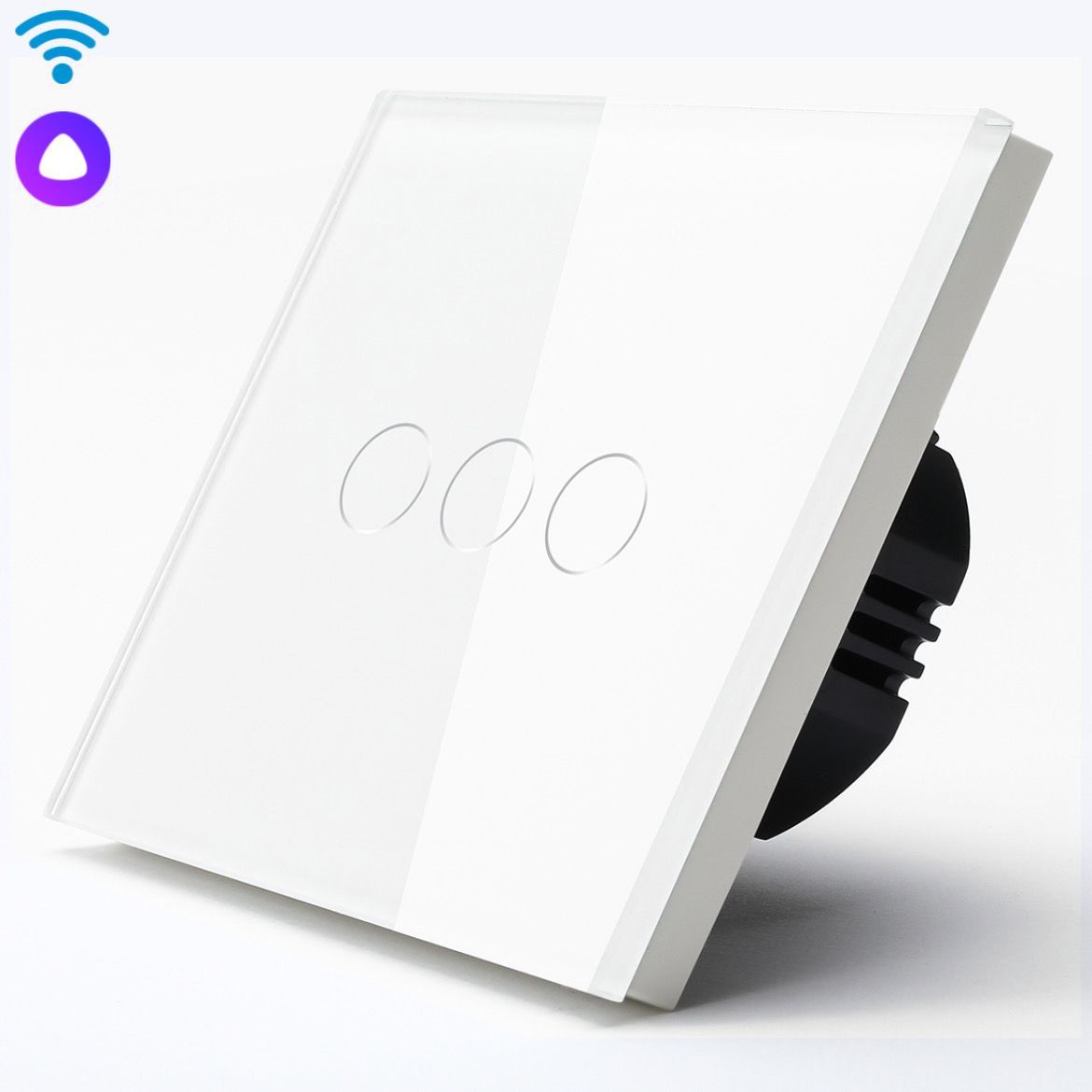 Купить Сенсорный выключатель WiFi с нулем 3кл. 1пост (3G) стекло 86x86мм цвет белый в интернет-магазине Mvava.ru
