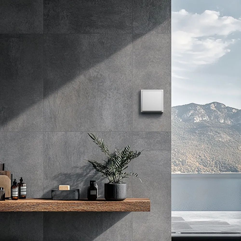 Купить Выключатель echo проходной, 1 клавиша, 1 пост, рамка 81х81мм пластик, белый цвет в интернет-магазине Mvava.ru