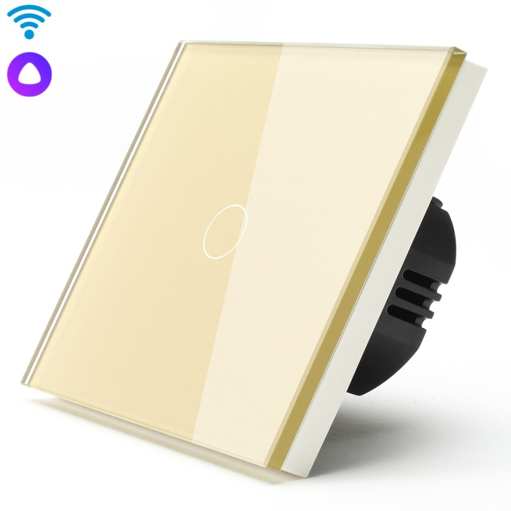 Купить Cенсорный Wi-Fi выключатель 600 Вт , с Алисой, 1 клавиша 1 пост, (1G) цвет золотой в интернет-магазине Mvava.ru