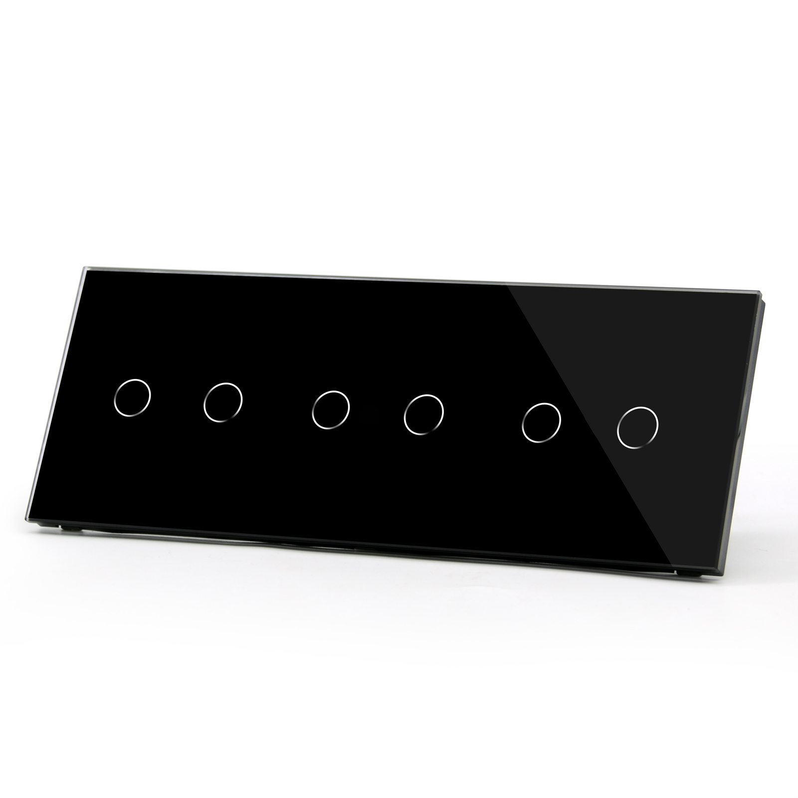 Купить Сенсорный выключатель 6 клавиш, 3 поста (2G+2G+2G) стекло 2.5D 228х86мм цвет черный в интернет-магазине Mvava.ru