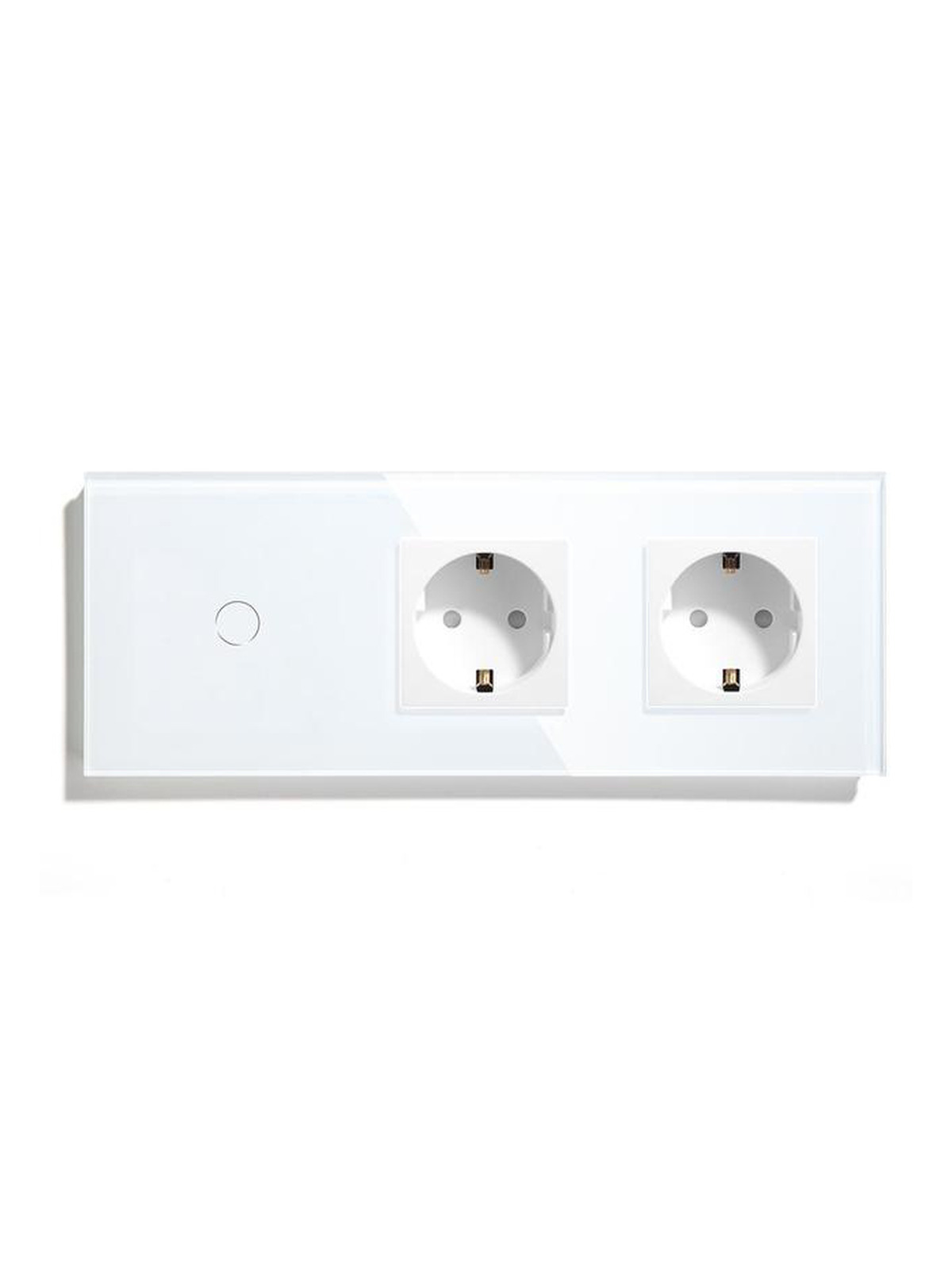 Купить Сенсорный выключатель ZigBee MVAVA 3кл. 2 розетки, 3 поста (3G+2EU) стекло 228х86мм цвет белый в интернет-магазине Mvava.ru