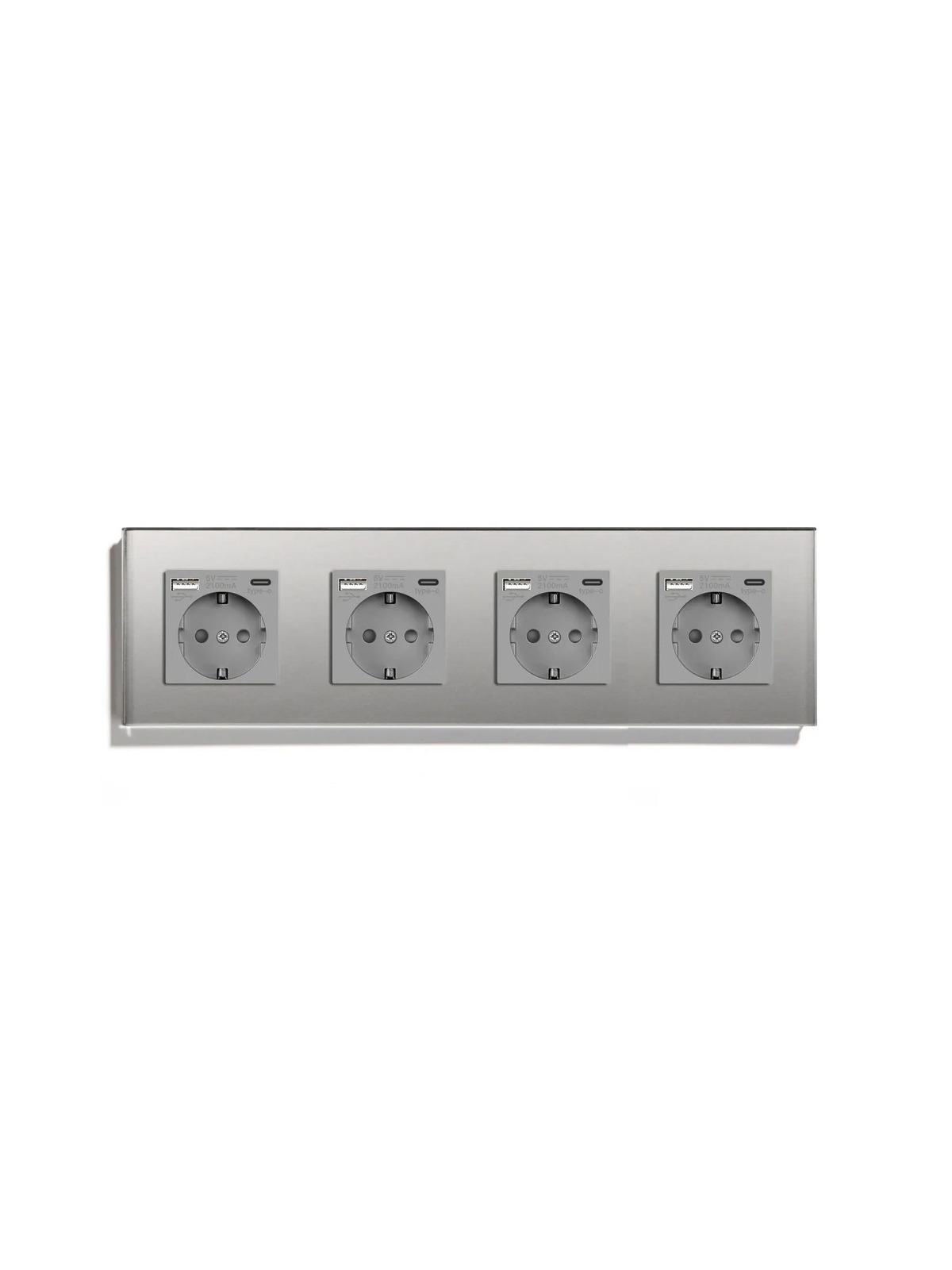 Купить Розетка электрическая 4 поста АC, зарядка 10W, стекло 299х86 мм, цвет серый в интернет-магазине Mvava.ru