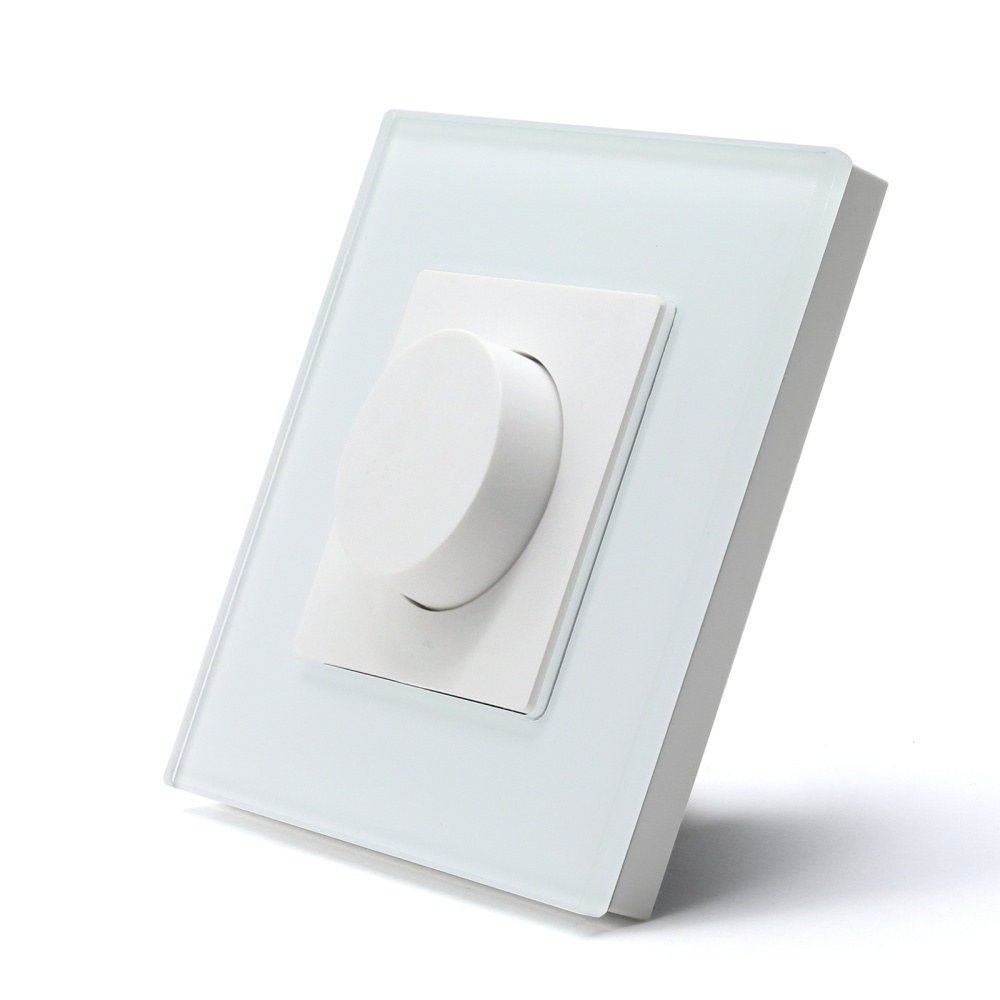 Купить Выключатель диммер, 1пост рамка стекло 86х86мм цвет белый в интернет-магазине Mvava.ru