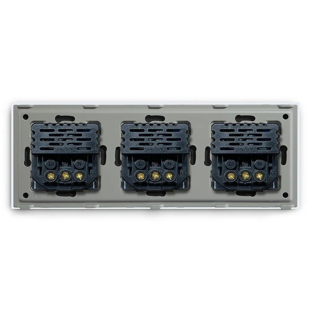 Купить Розетка электрическая 3 поста АC, быстрая зарядка 20W, стекло 228х86 мм, цвет белый в интернет-магазине Mvava.ru