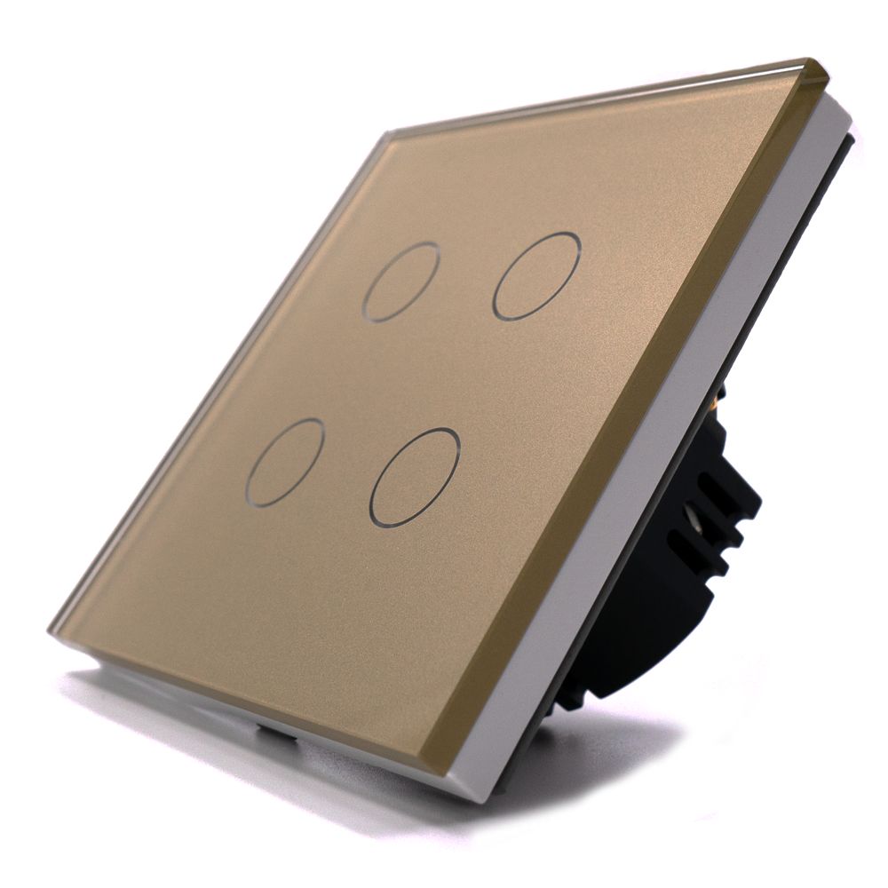 Купить Сенсорный выключатель 4 клавиши 1 пост, (4G) стекло 86х86мм цвет золотой в интернет-магазине Mvava.ru