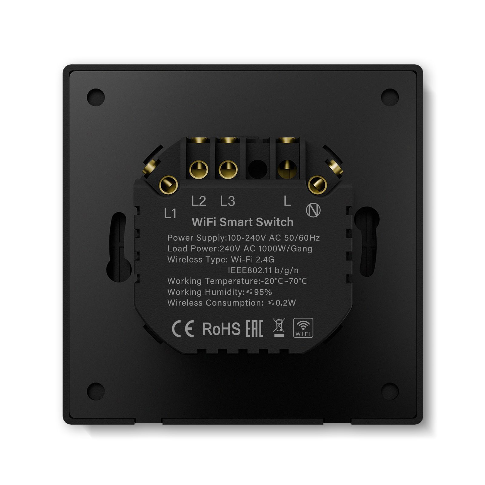 Умный выключатель Wi-Fi Scale, 3кл, 1 пост, рамка 86x86 мм, Алиса, цвет черный MVAVA