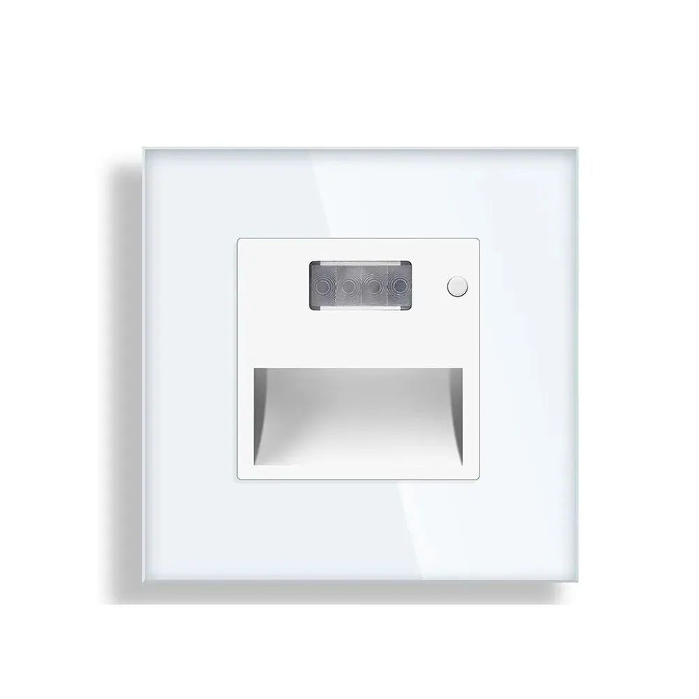 Купить Светильник (без рамки) 1800К-7500К для лестниц , с датчиком движения, рамка 86х86мм стекло, цвет белый в интернет-магазине Mvava.ru