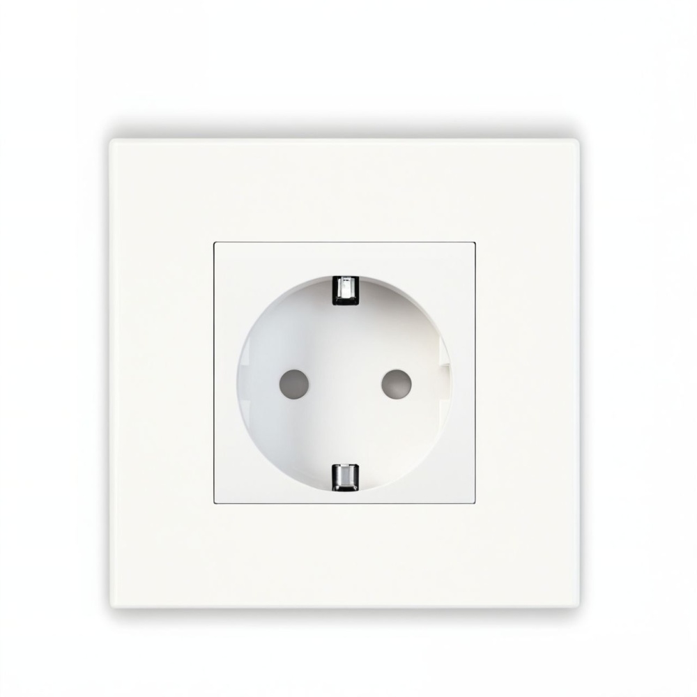 Купить Розетка электрическая 1 пост 16А, рамка86х86мм пластик, цвет белый в интернет-магазине Mvava.ru
