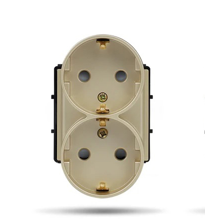 Купить Розетка двойная в 1 пост 16А, (без рамки), цвет золотой в интернет-магазине Mvava.ru