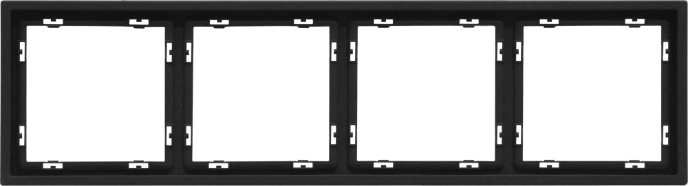 Рамка MVAVA Echo, 4 поста, 294×81 мм, пластик, чёрная MVAVA