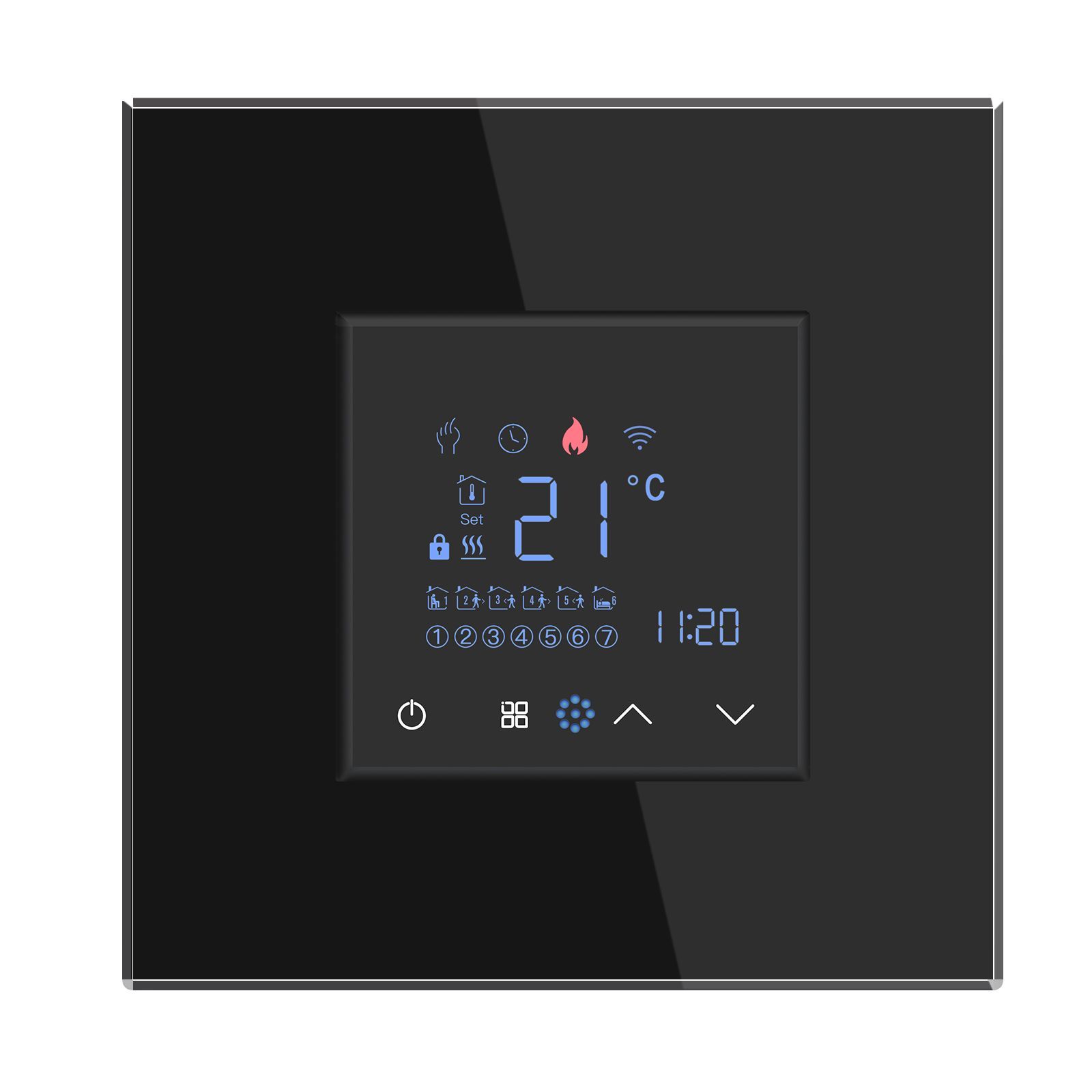 Купить Терморегулятор/Термостат для эл. теплого пола, ZigBee, сенсорный, цвет черный в интернет-магазине Mvava.ru