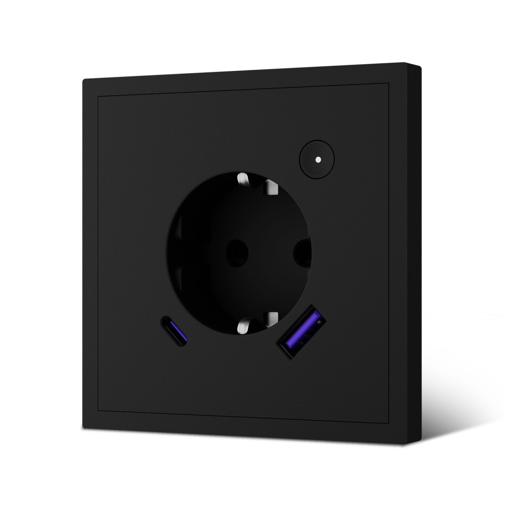 Розетка ZigBee Scale 1 пост АC зарядка 20Вт, Алиса, рамка 86x86 мм цвет черный MVAVA