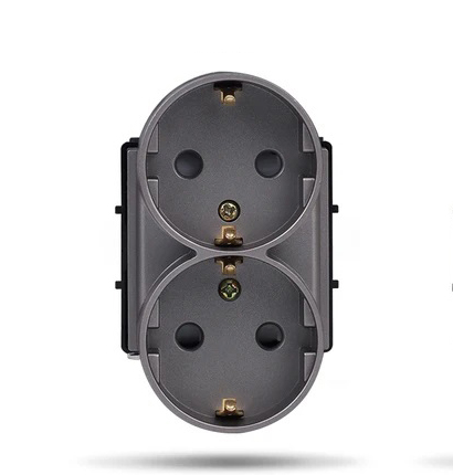 Купить Розетка двойная в 1 пост 16А, (без рамки), цвет серый в интернет-магазине Mvava.ru