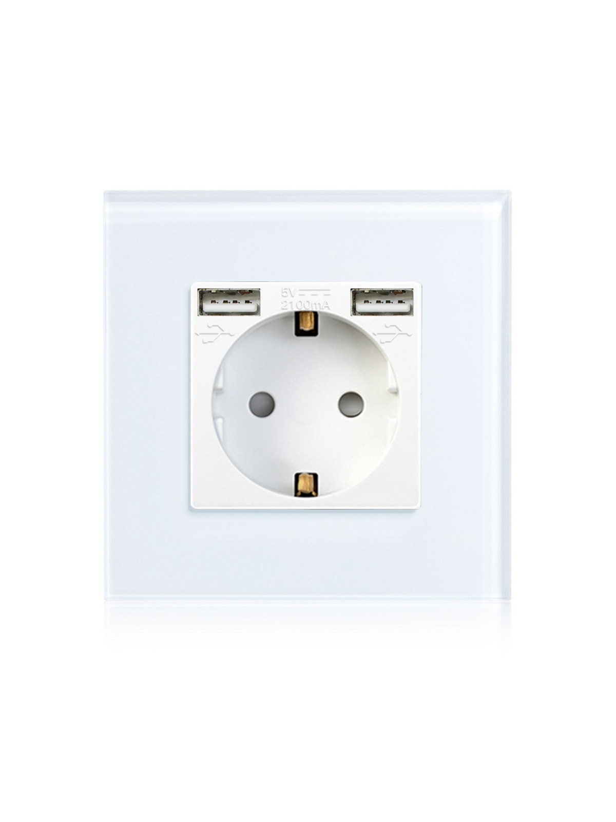Купить Розетка электрическая с Usb АА, 1 пост 16А, рамка 86х86 стекло, цвет белый в интернет-магазине Mvava.ru