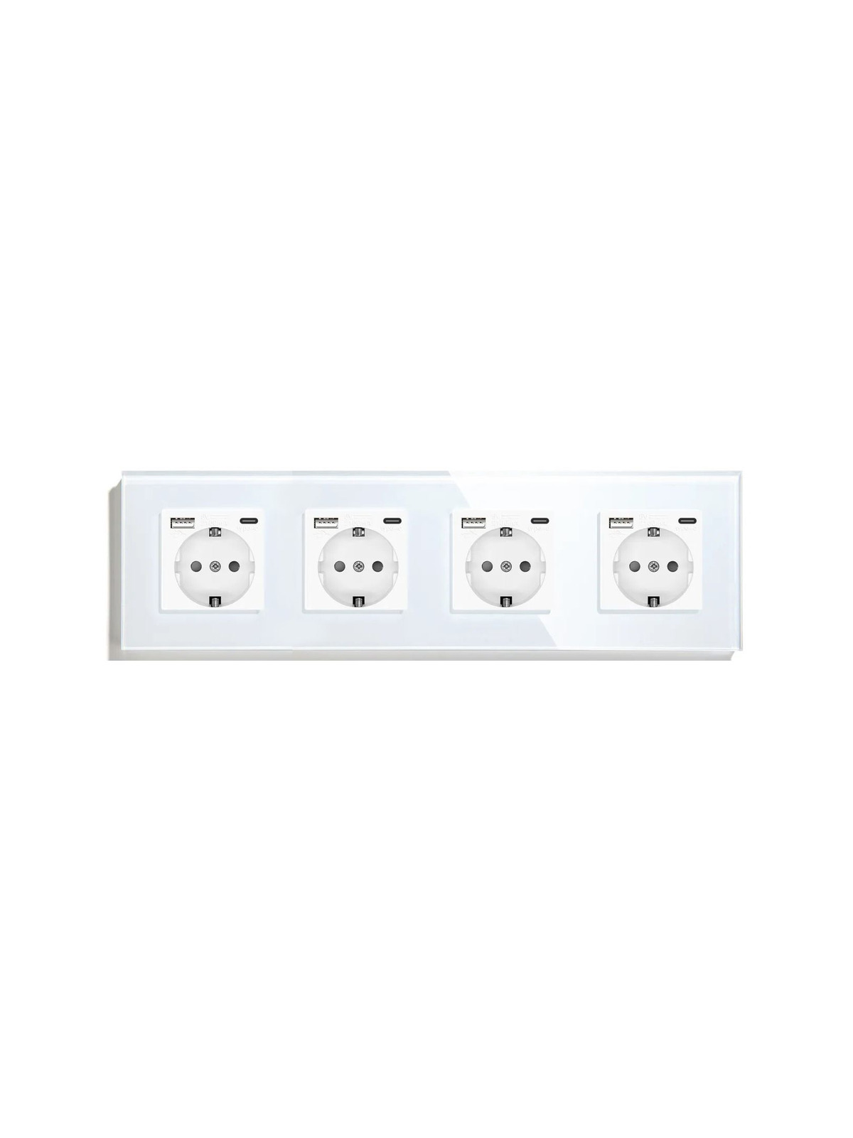 Купить Розетка электрическая 4 поста АC, зарядка 10W, стекло 299х86 мм, цвет белый в интернет-магазине Mvava.ru