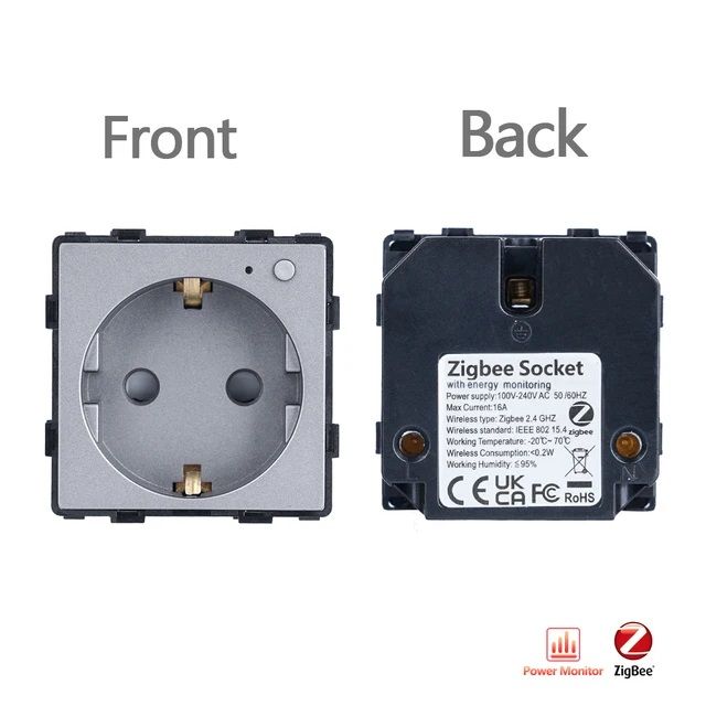 Купить Механизм розетки ZigBee (без рамки) Алиса, таймер, цвет серый в интернет-магазине Mvava.ru
