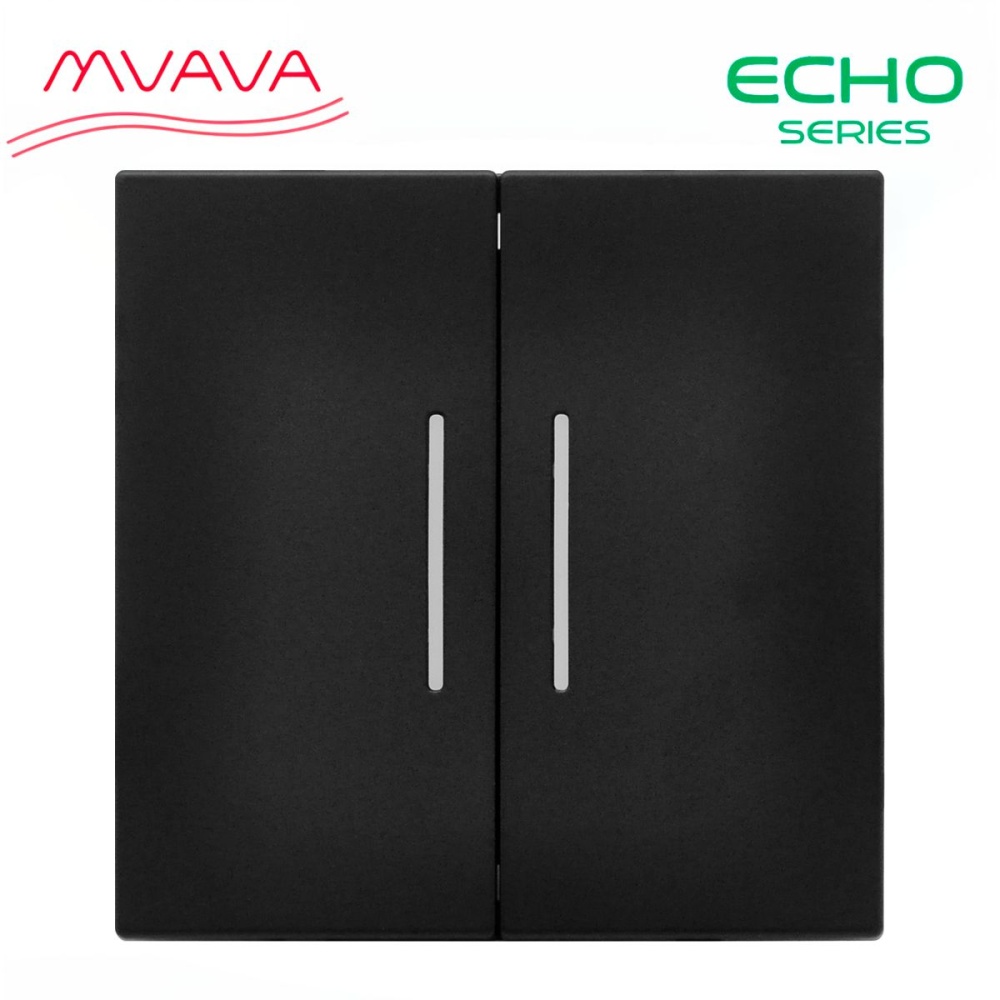 Купить Выключатель echo проходной c подсветкой, 2 клавиши, (без рамки) цвет черный в интернет-магазине Mvava.ru