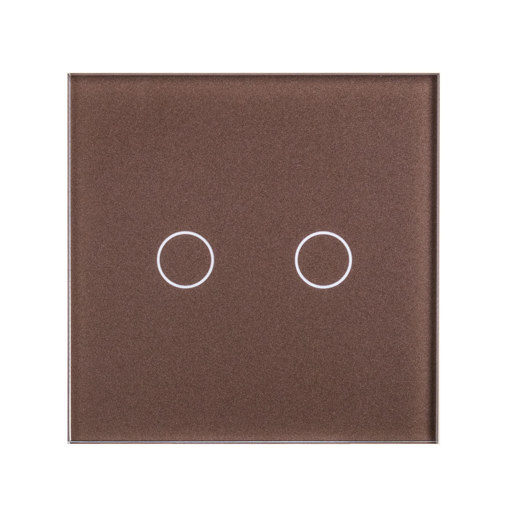 Купить Сенсорный выключатель 2 клавиши 1 пост, (2G) стекло 86х86мм цвет коричневый в интернет-магазине Mvava.ru