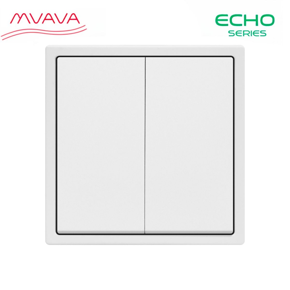 Купить Выключатель echo, 2 клавиши, 1 пост, рамка пластик 81х81мм цвет белый в интернет-магазине Mvava.ru