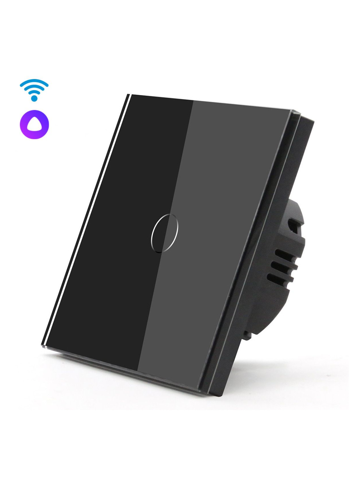 Купить Сенсорный выключатель MVAVA Wi-Fi с нулём, 1 пост, 1 клавиша, 600 Вт, 86×86 мм, стекло, чёрный в интернет-магазине Mvava.ru