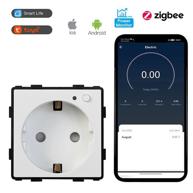 Купить Механизм розетки ZigBee (без рамки) Алиса, таймер, цвет белый в интернет-магазине Mvava.ru