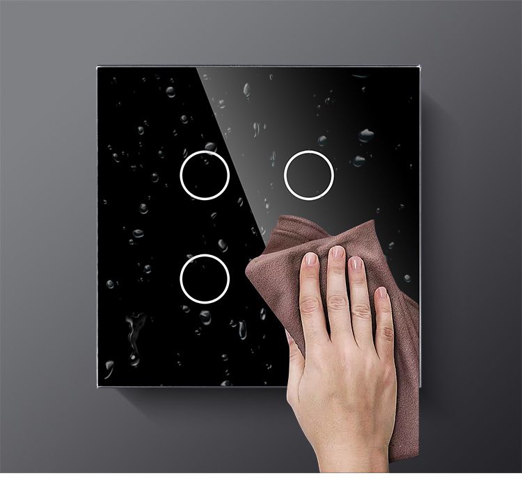 Купить Сенсорный выключатель 4 клавиши 1 пост, (4G) стекло 86х86мм цвет черный в интернет-магазине Mvava.ru