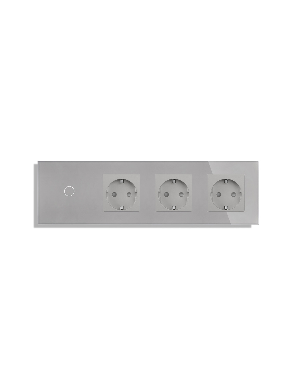 Купить Сенсорный выключатель с розеткой 1кл. 3 розетки, 4 поста (1G+3EU) стекло 2.5D 299х86мм цвет серый в интернет-магазине Mvava.ru