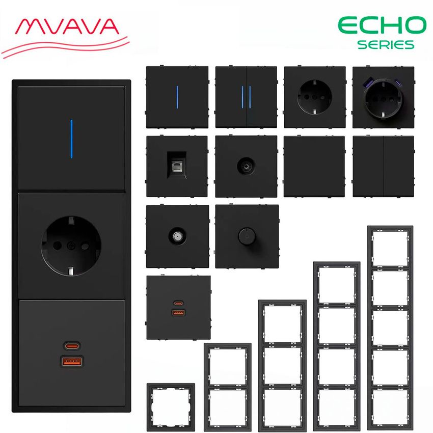 Розетка echo электрическая 2 поста 16А, рамка 81x152мм, цвет золото MVAVA