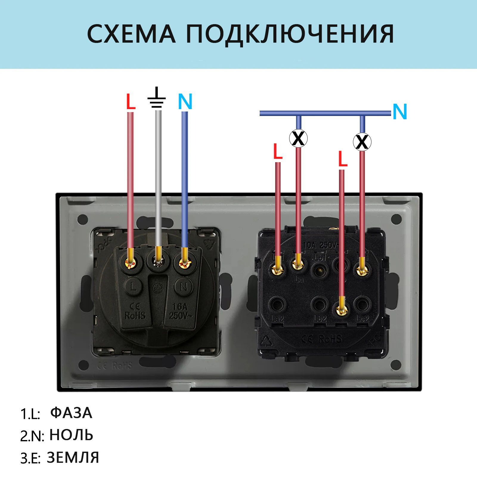 Купить Выключатель с розеткой, 2 клавиши 2 розетки, 3 поста (M2+2F) рамка стекло 228х86мм цвет золотой в интернет-магазине Mvava.ru