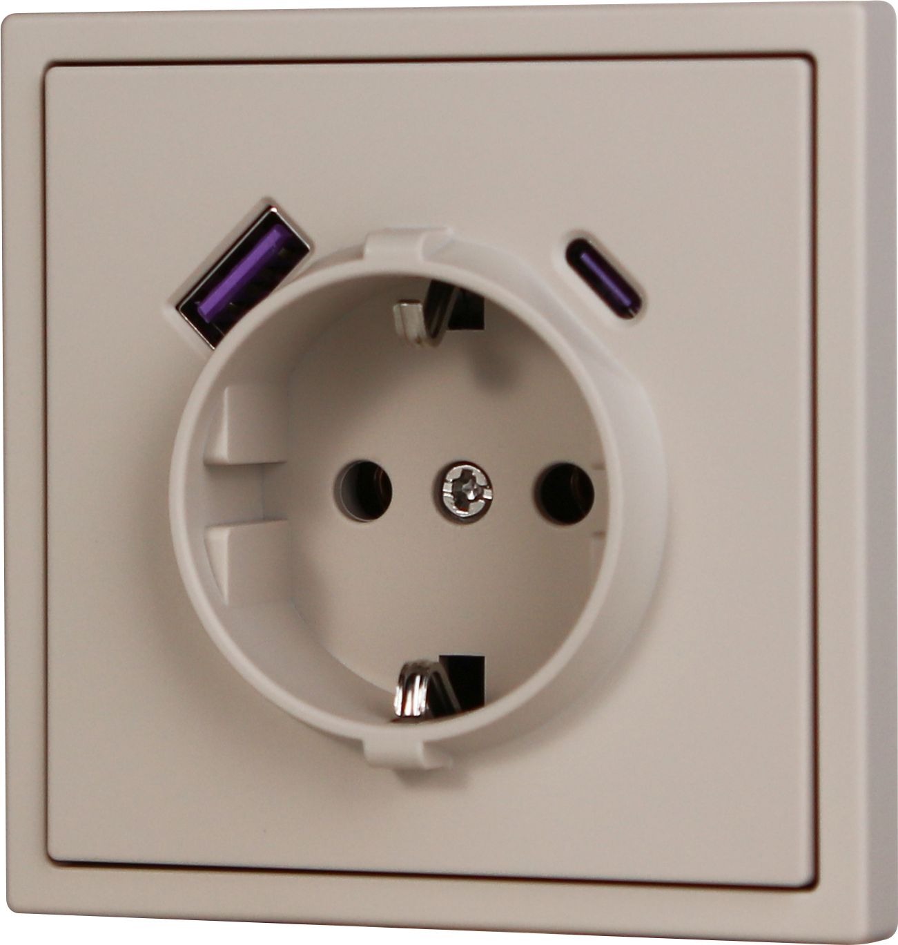 Розетка электрическая echo 1 пост с Usb/Type-C АC, быстрая зарядка 20W, цвет кашемир MVAVA
