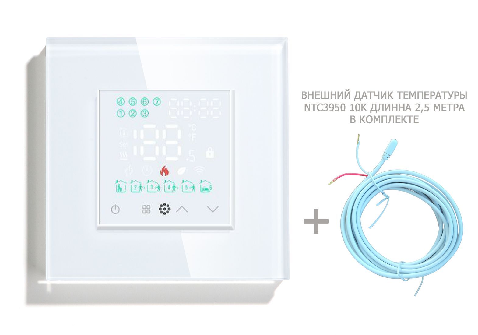 Купить Терморегулятор/Термостат для эл. теплого пола, ZigBee, сенсорный, цвет белый в интернет-магазине Mvava.ru