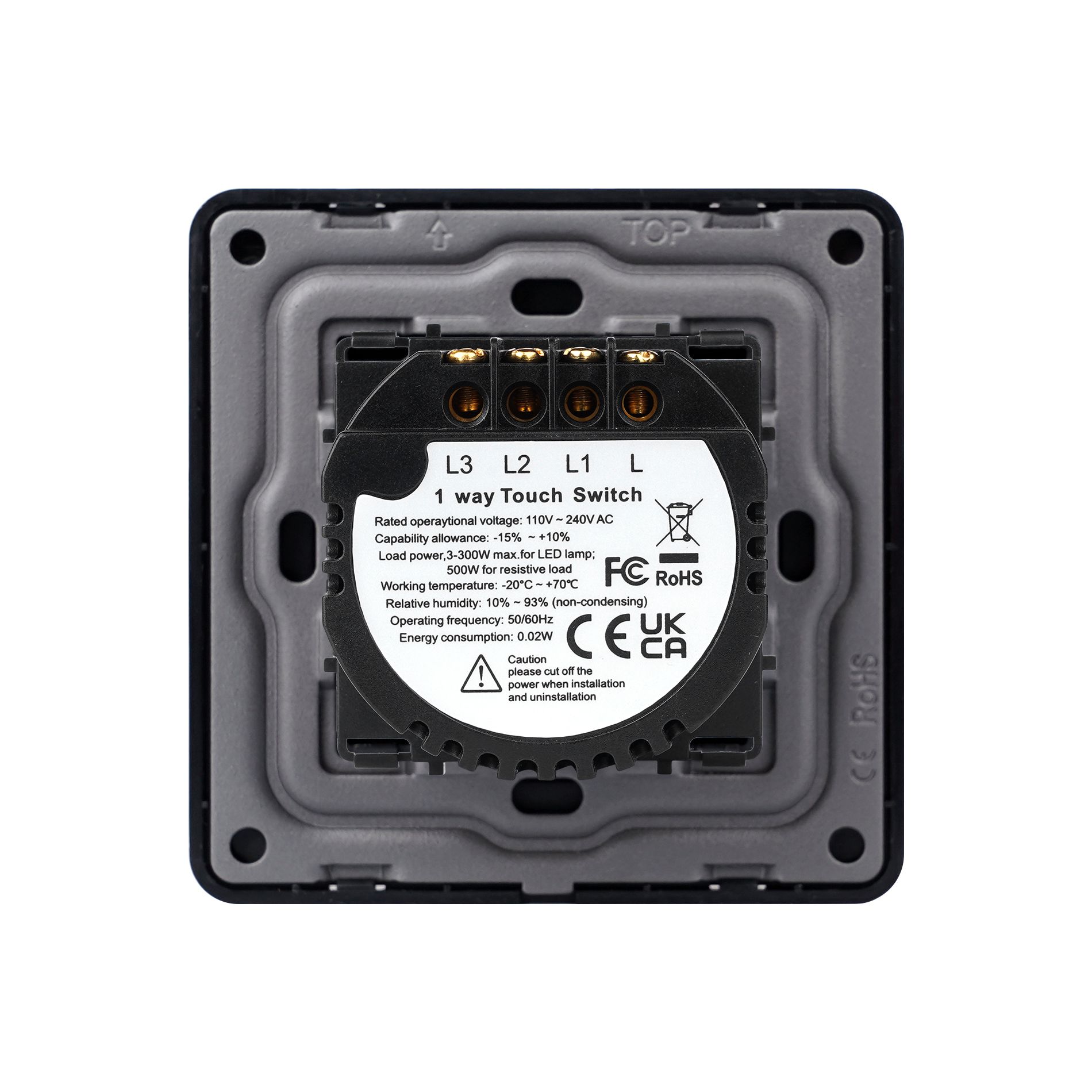 Купить Сенсорный выключатель 3 клавиши 1 пост, (3G) стекло 2.5D 86х86мм цвет черный в интернет-магазине Mvava.ru