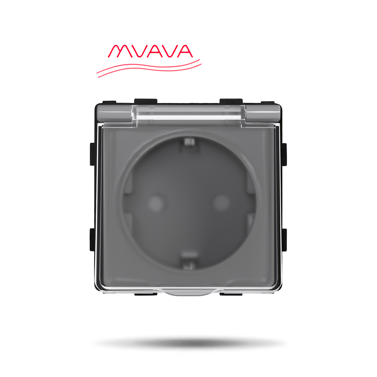 Купить Механизм розетки MVAVA (без рамки) с крышкой брызгозащищеная, цвет серый в интернет-магазине Mvava.ru