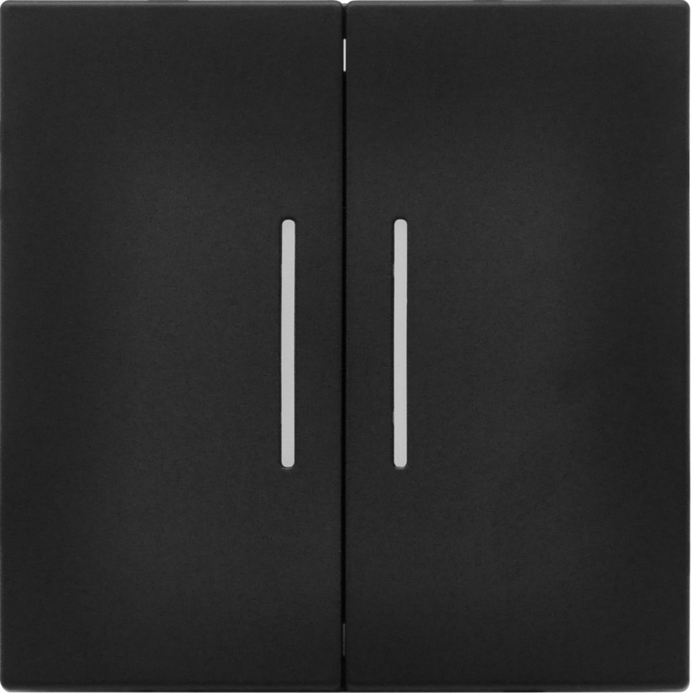 Выключатель echo LED с самовозвратом (Reset, Кнопка), 2 клавиши, (без рамки) цвет черный MVAVA