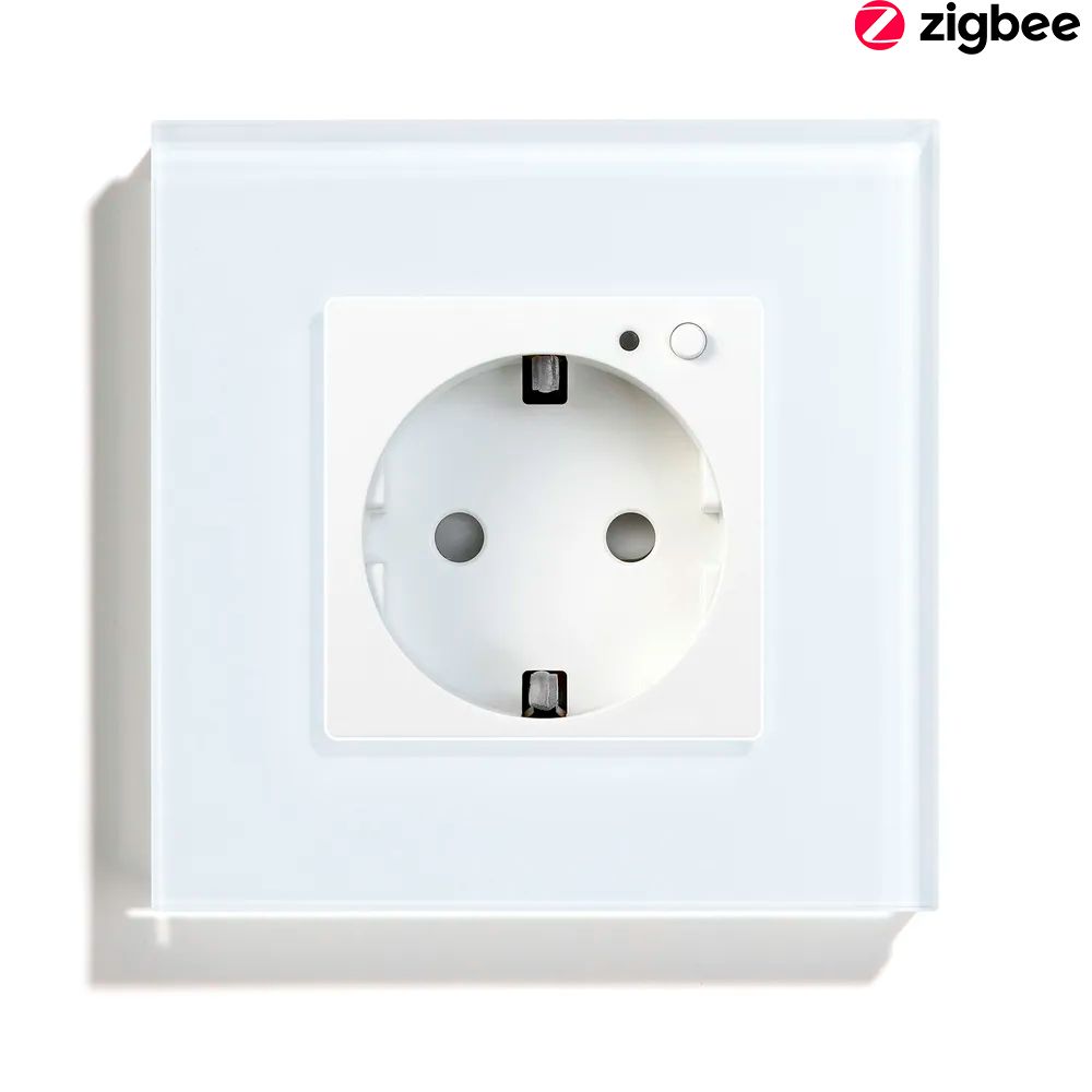 Купить Розетка ZigBee 1 пост, 16А рамка стекло 86х86мм цвет белый в интернет-магазине Mvava.ru
