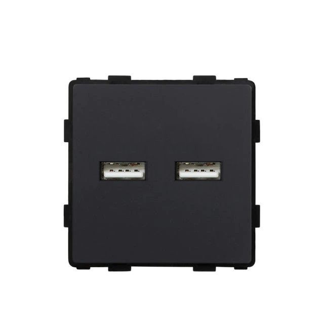 Купить Механизм розетки (без рамки) 2Usb АА, 5В 3.1 А, цвет черный в интернет-магазине Mvava.ru
