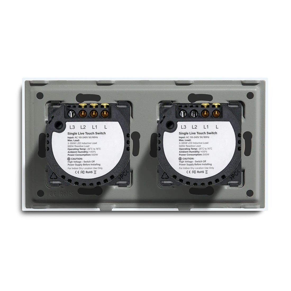 Купить Сенсорный выключатель 3 клавиши, 2 поста (1G+2G) стекло 157х86мм цвет белый в интернет-магазине Mvava.ru