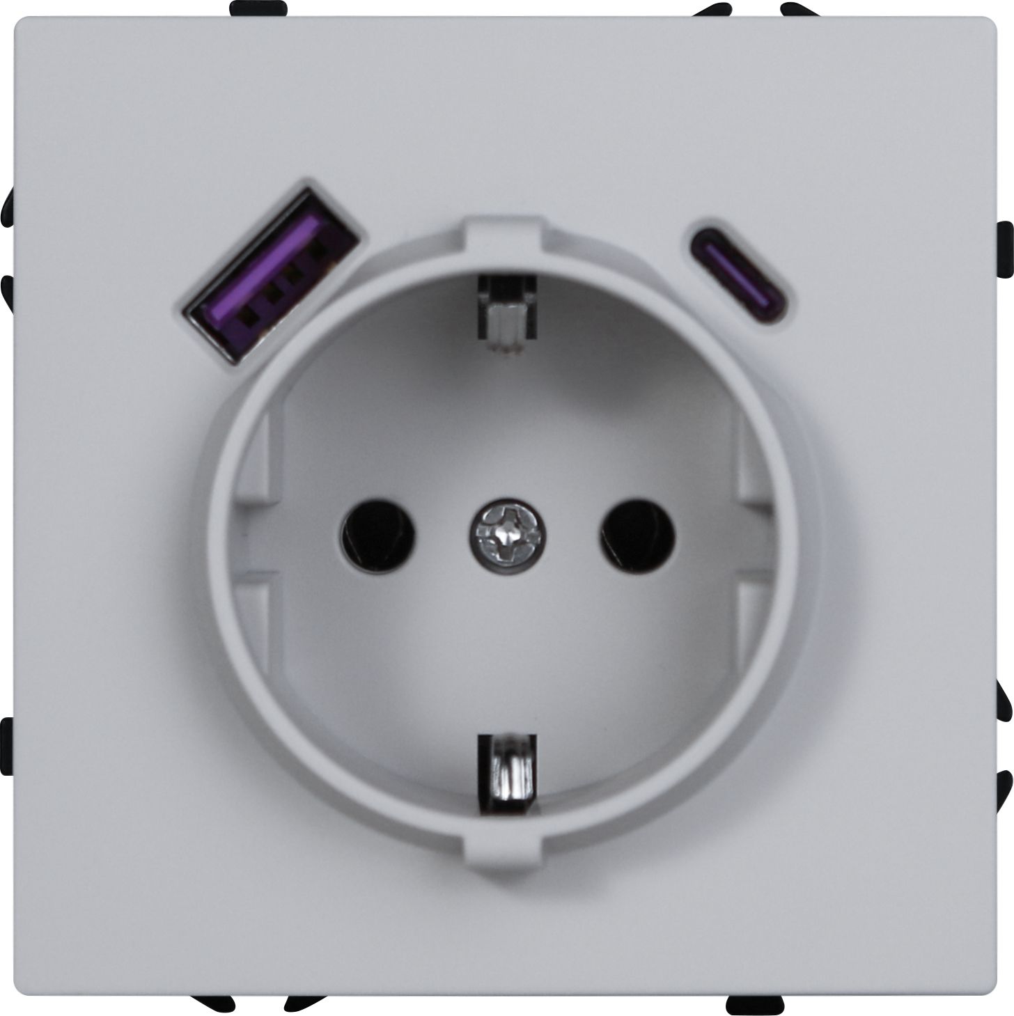 Розетка echo (без рамки) с Usb/Type-C АC, быстрая зарядка 20W, цвет серебро MVAVA