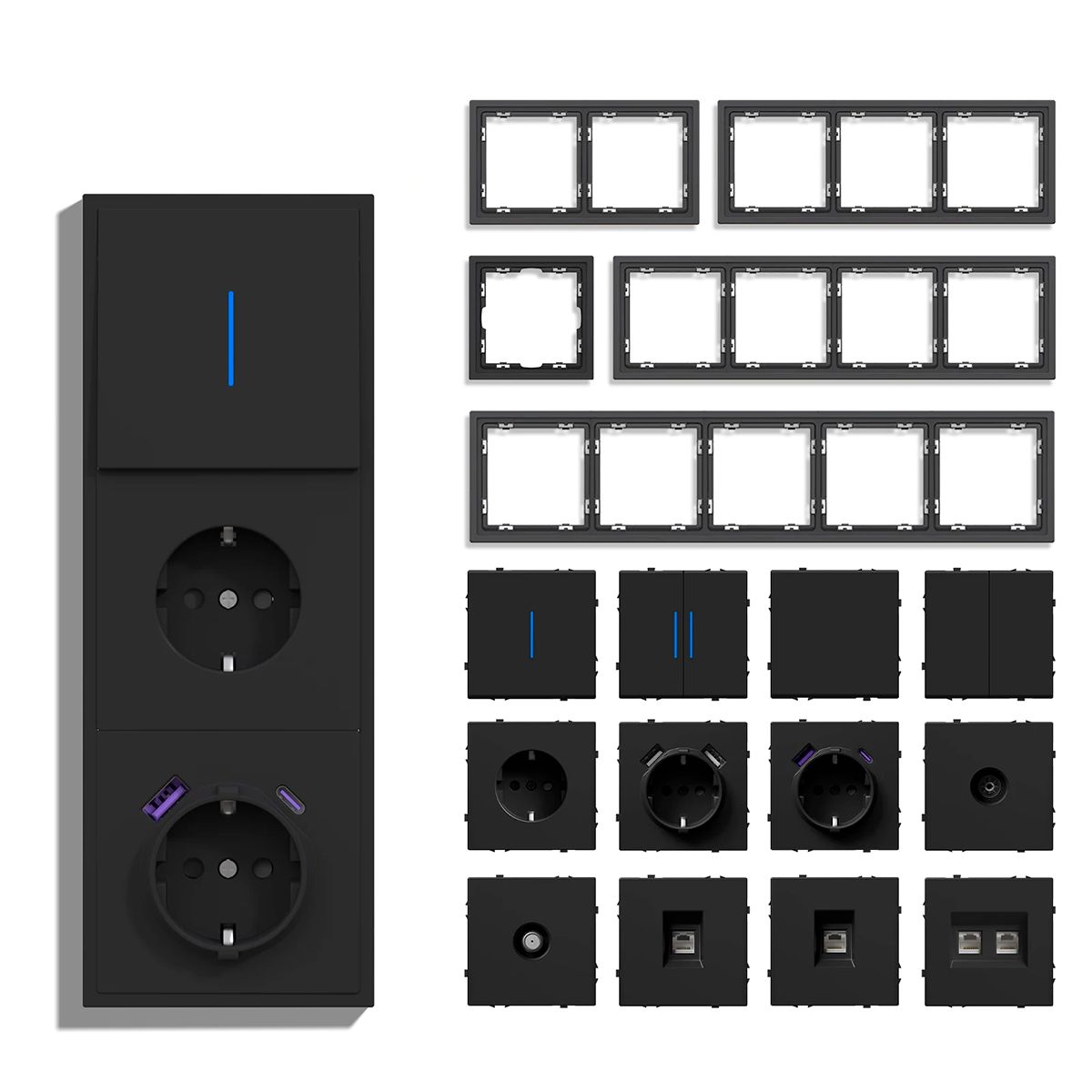 Купить Выключатель перекрестный echo, 1 клавиша, (без рамки) цвет серый в интернет-магазине Mvava.ru