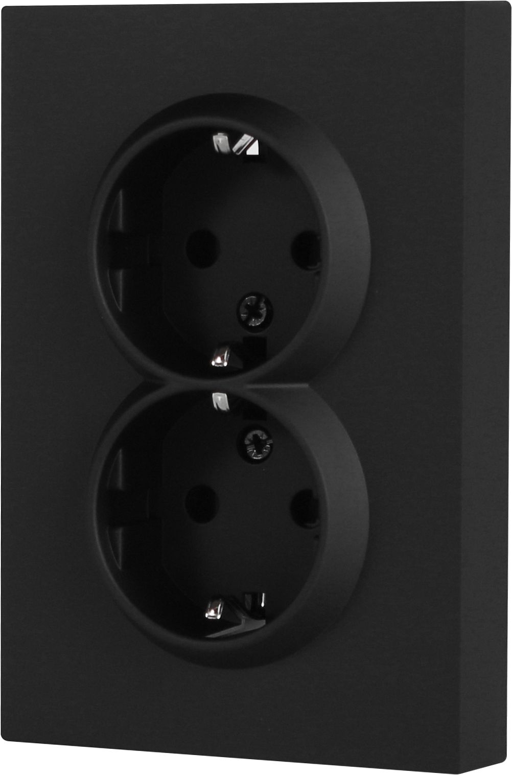 Розетка двойная echo 1 пост 16А, рамка 86х86мм стекло, цвет черный MVAVA
